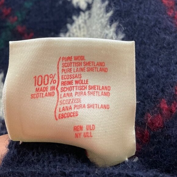 Fine Design Med Scotland Sweater Vest Navy Blue Argyle Shetland Wool Preppy - Picture 7 of 10